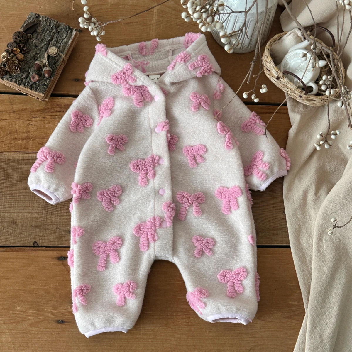 Newborn Baby Girl Romper Floral - Mono con capucha para bebé, con