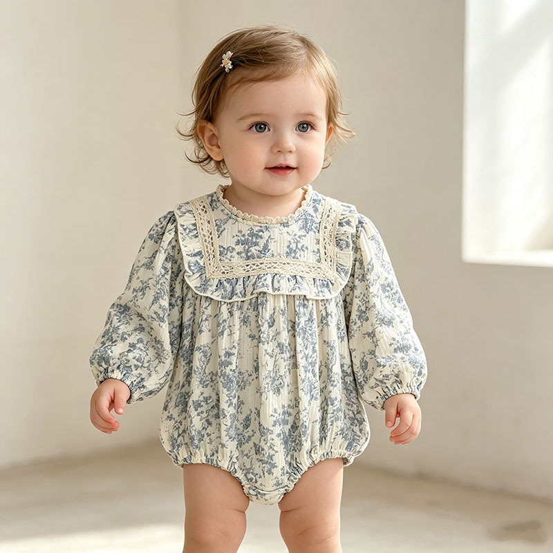 Newborn Baby Girl Romper Floral - Mono floral para bebé, con mangas